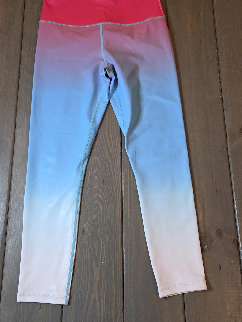 Zyia Active Ombre Leggings Pink Blue High Rise Cropped Size 6-8
